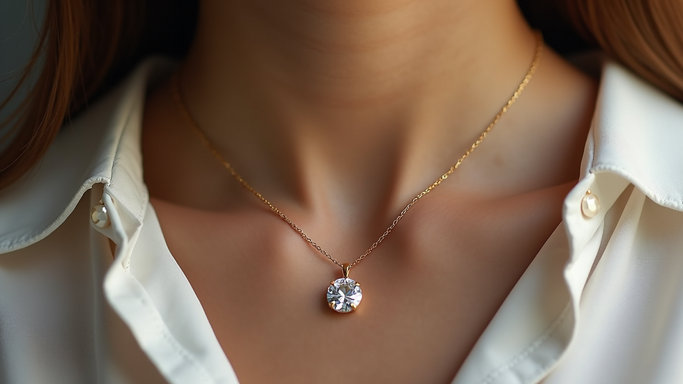 Close-up view of an elegant diamond necklace in 18k gold