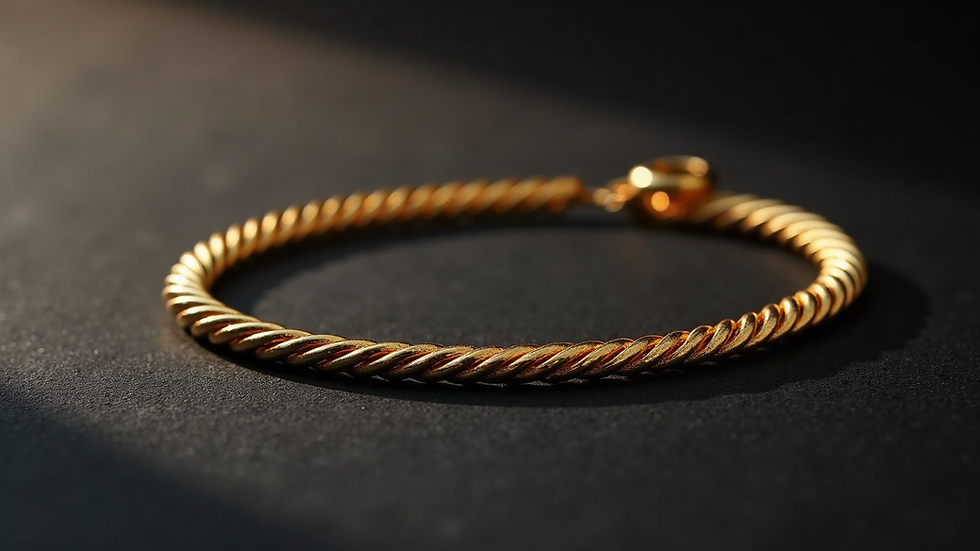 Eye-level view of a 18K gold rope chain choker displayed on a dark background