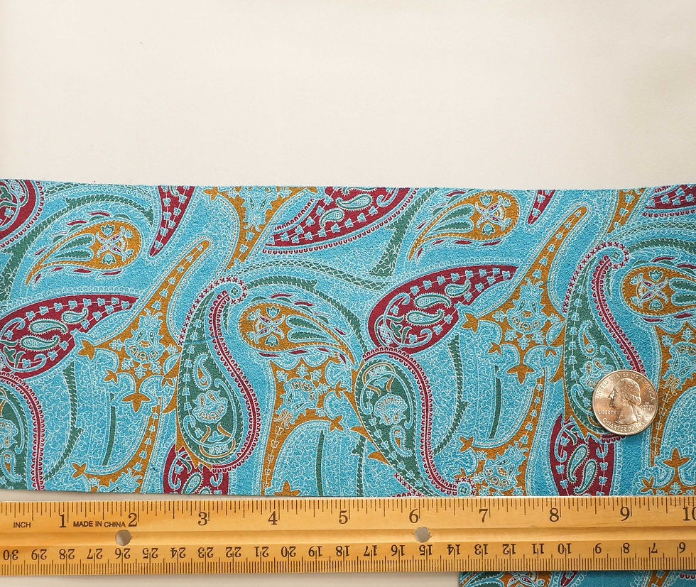 Turquoise paisley suede leather