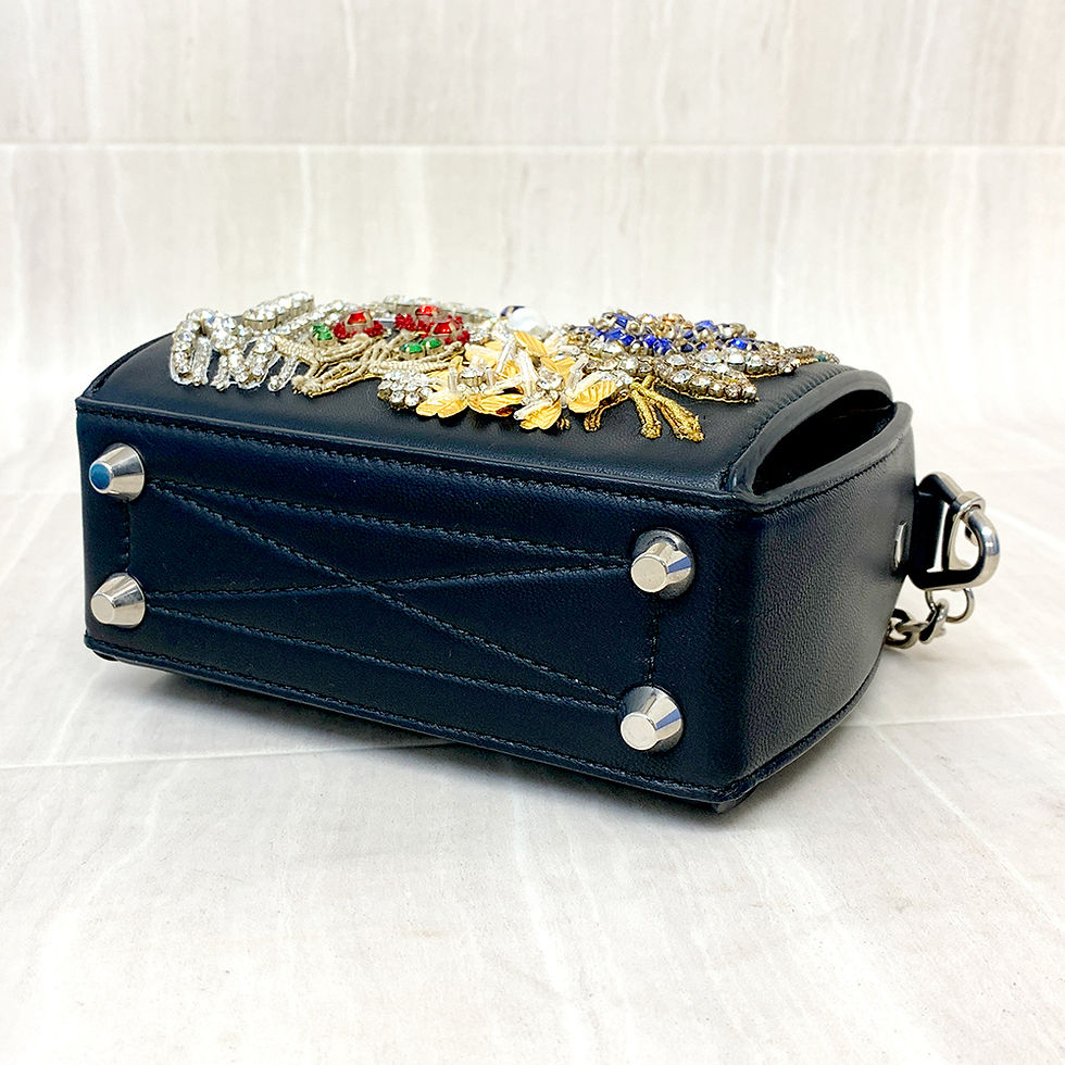 Thumbnail: Alexander McQueen Jeweled Black Leather Bag