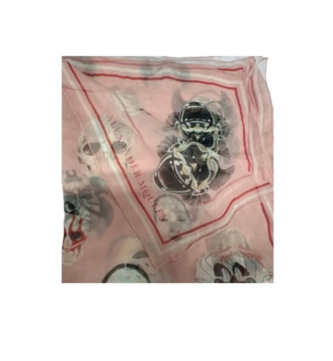 Alexander McQueen x Damien Hirst Limited Edition, Rare Pink Silk Skull Scarf