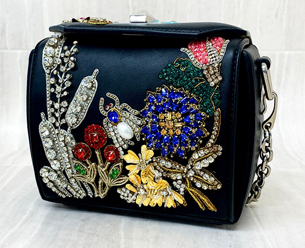 Alexander McQueen Jeweled Black Leather Bag