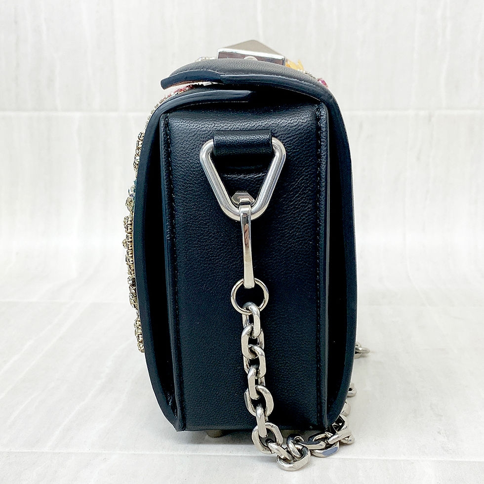 Thumbnail: Alexander McQueen Jeweled Black Leather Bag