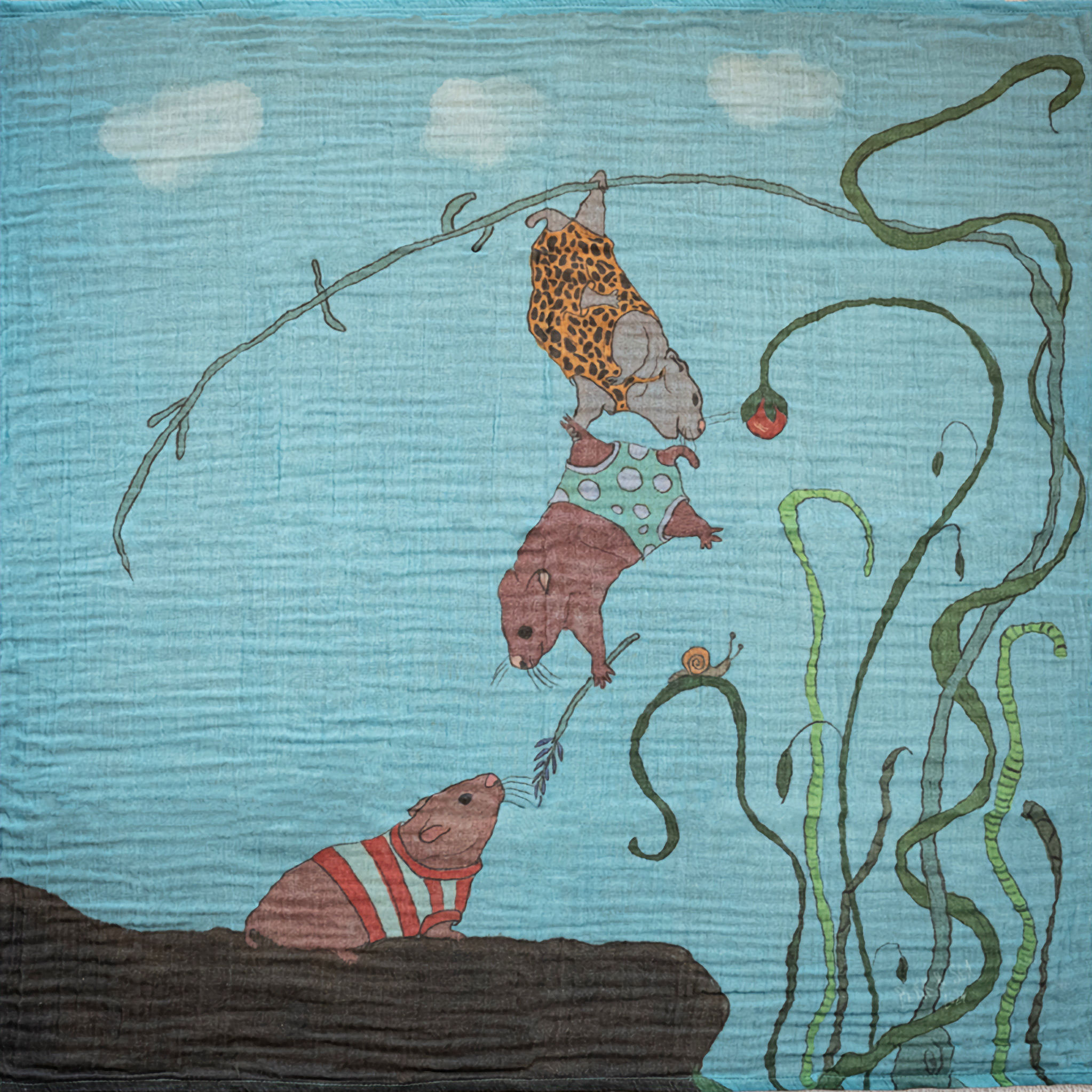 Fare desenli organik iki katlı müslin örtü