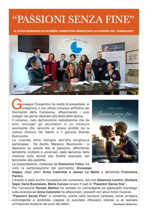 PRESENTATO "PASSIONI SENZA FINE" DI GIUSEPPE COSSENTINO