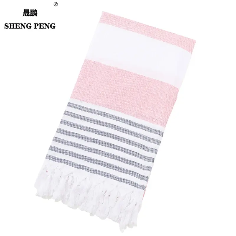 Thumbnail: Kids' Turkish Beach Towel 100% Cotton Oversized Striped Tassels