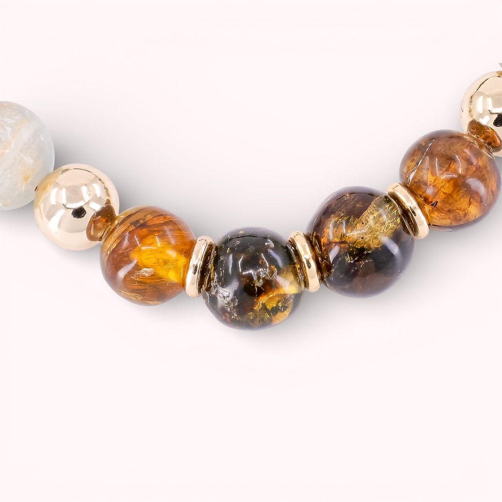 Miniatura: Natural Amber And Multi-Stone Beaded Bracelet With Crescent Charm, AB002