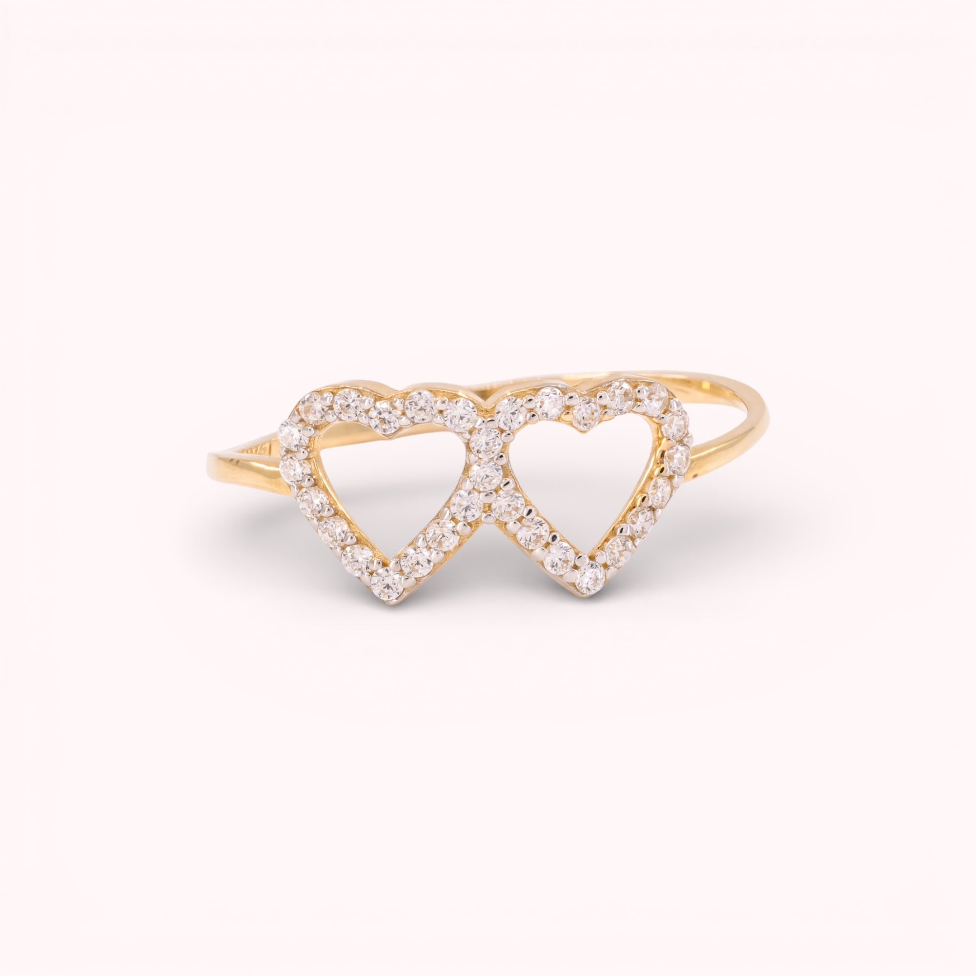 Twin Heart Sparkle Ring in 14K Yellow Gold – GR0435