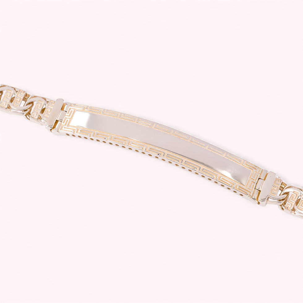 Thumbnail: Italian 14K Gold Greek Pattern Chain Bracelet – GB0385