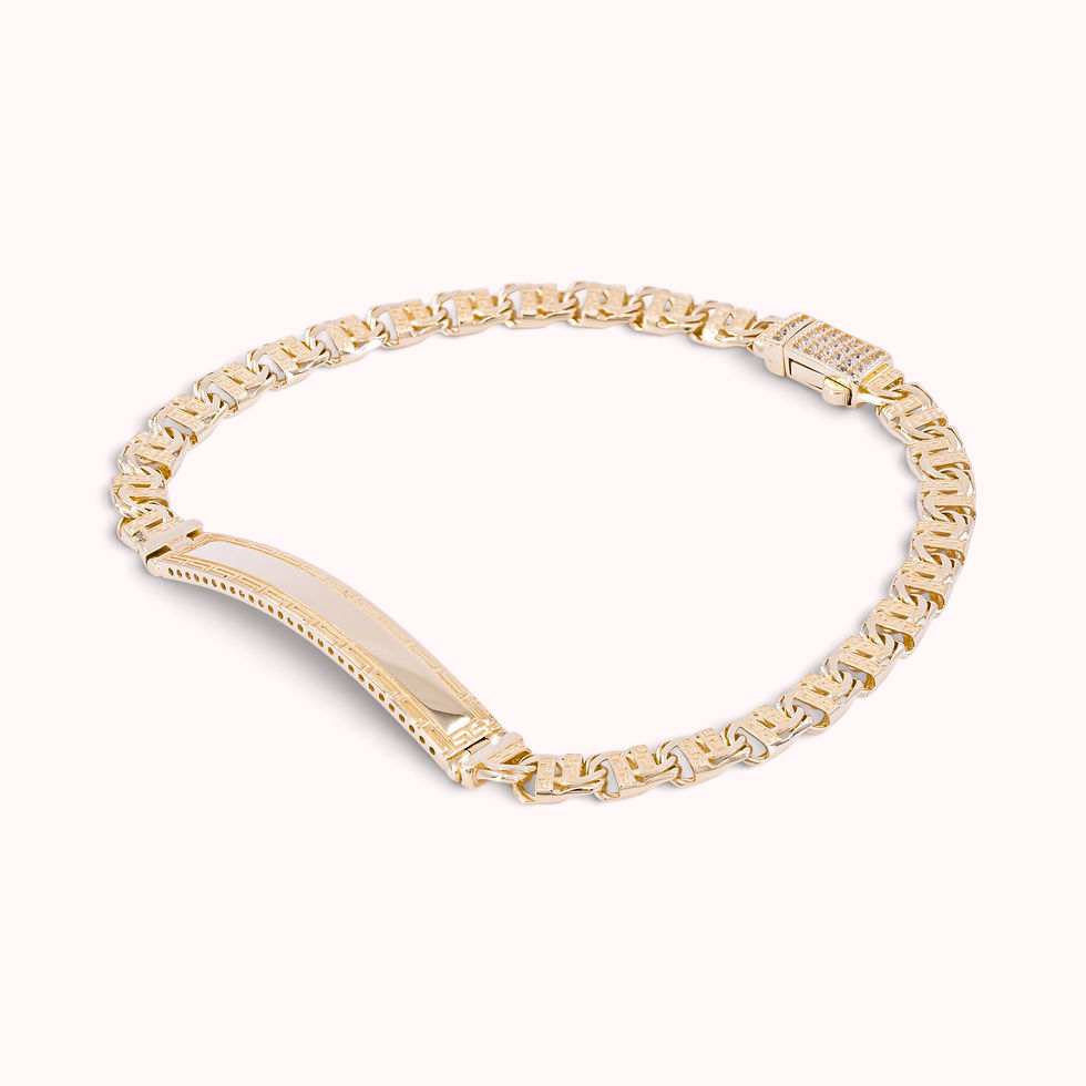 Miniatura: 14K Solid Italian Gold Unisex ID Bracelet with Luxury Clasp, 8 Inch, GB0412