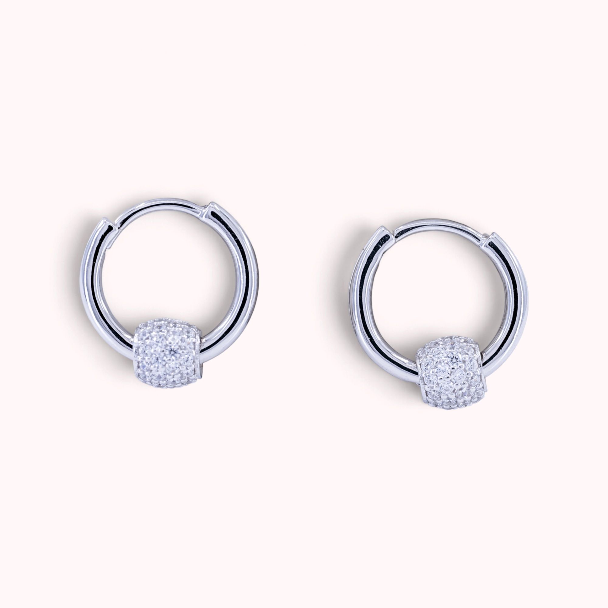 925 Sterling Silver, CZ Micro Huggie Hoop Earrings, SE0061