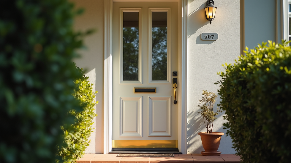 Eye-level view of a storm door installed on a house entrance