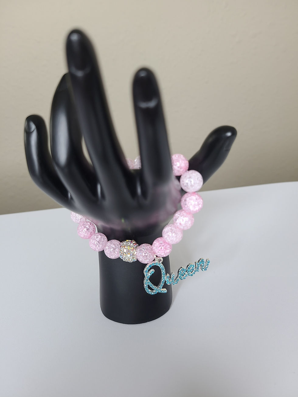Thumbnail: Pink Crackle Queen Charm Bracelet