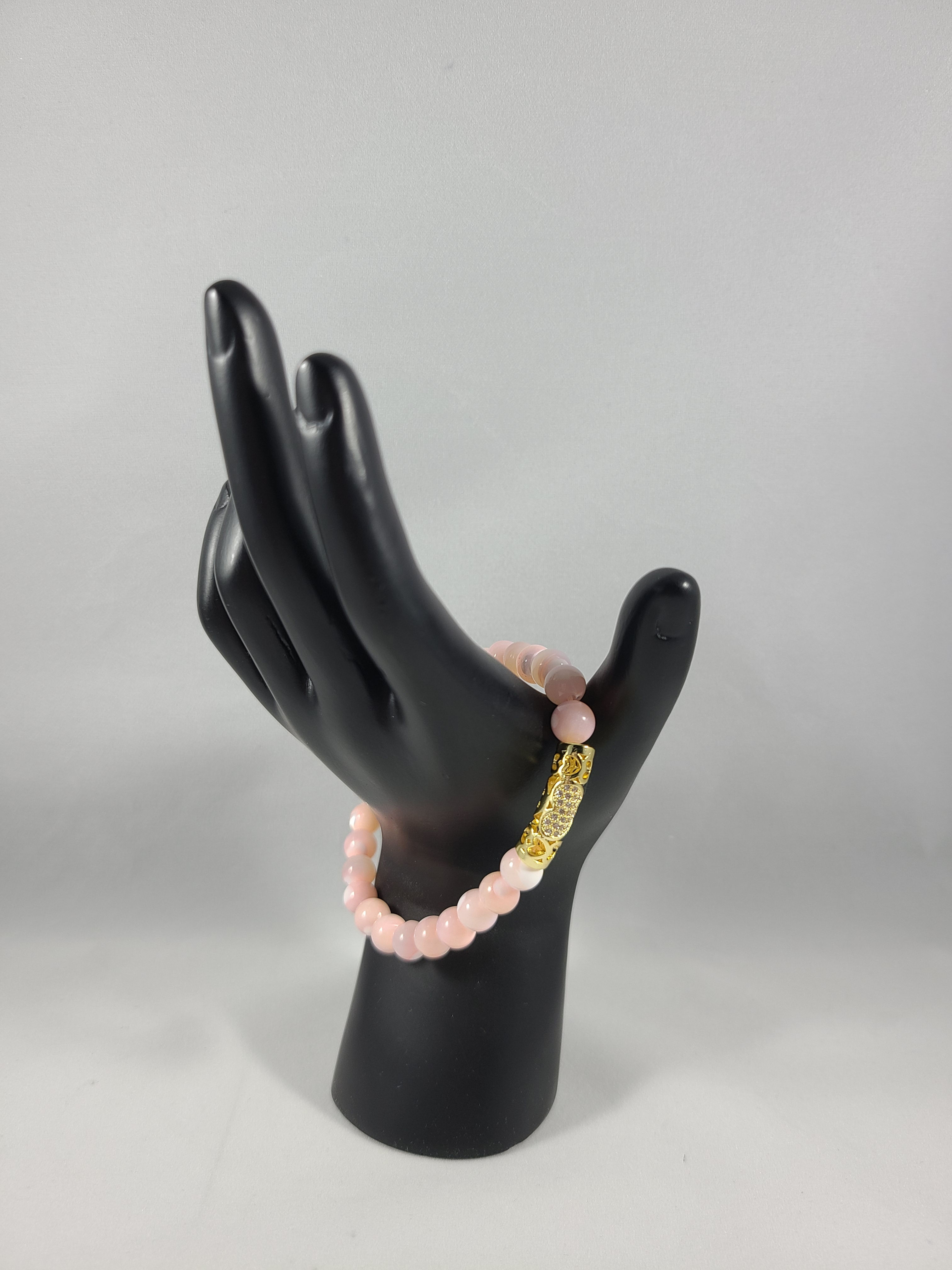 Pink Beaded Bracelet with Gold Accent