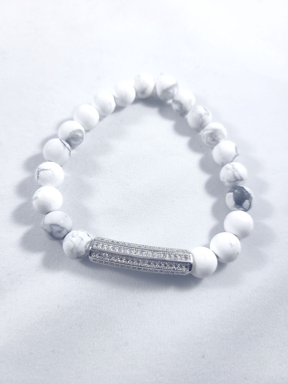 Thumbnail: Silver Bar Charm Beaded Bracelet 