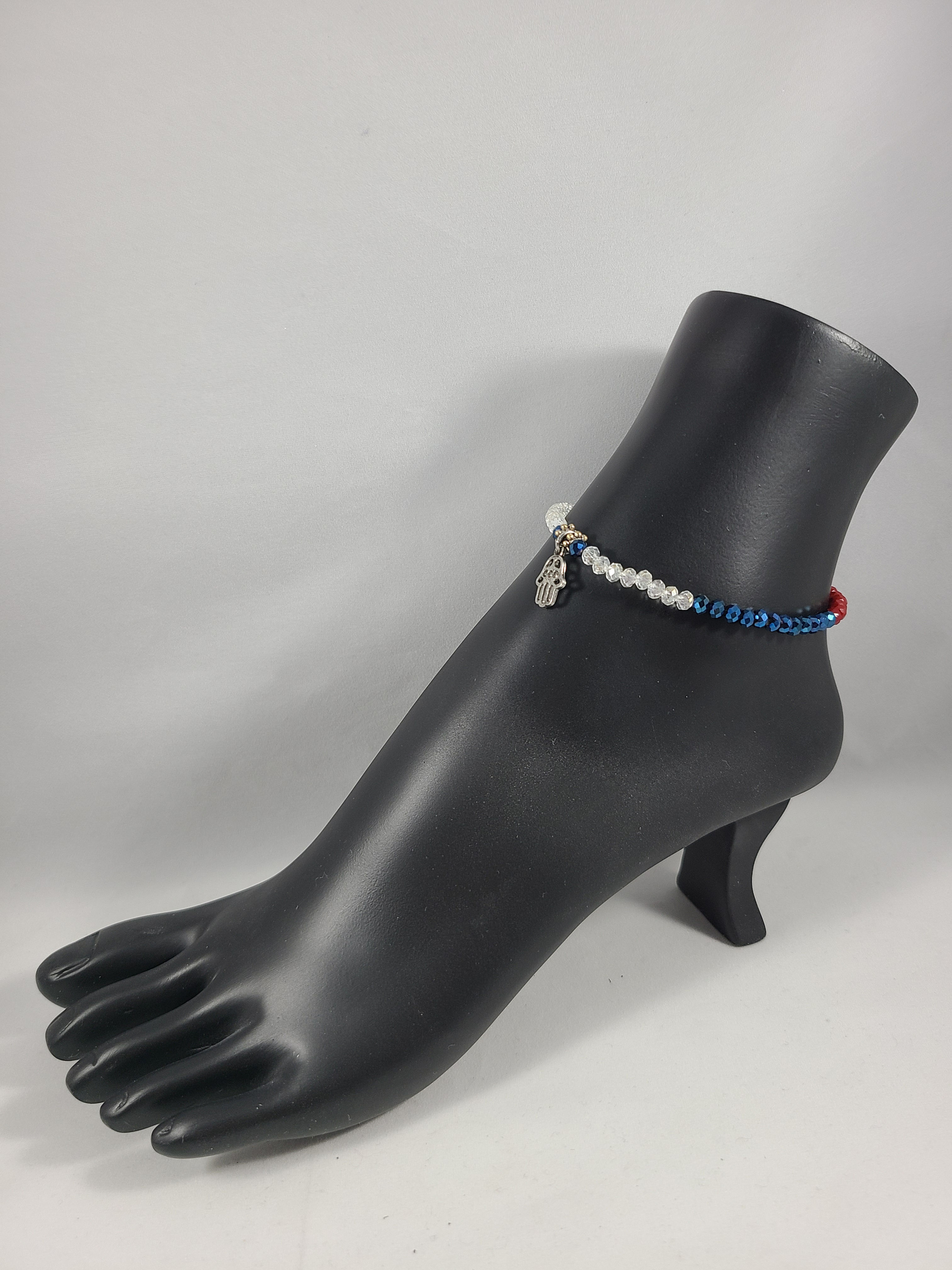 Red, White and Blue Buddha Anklet