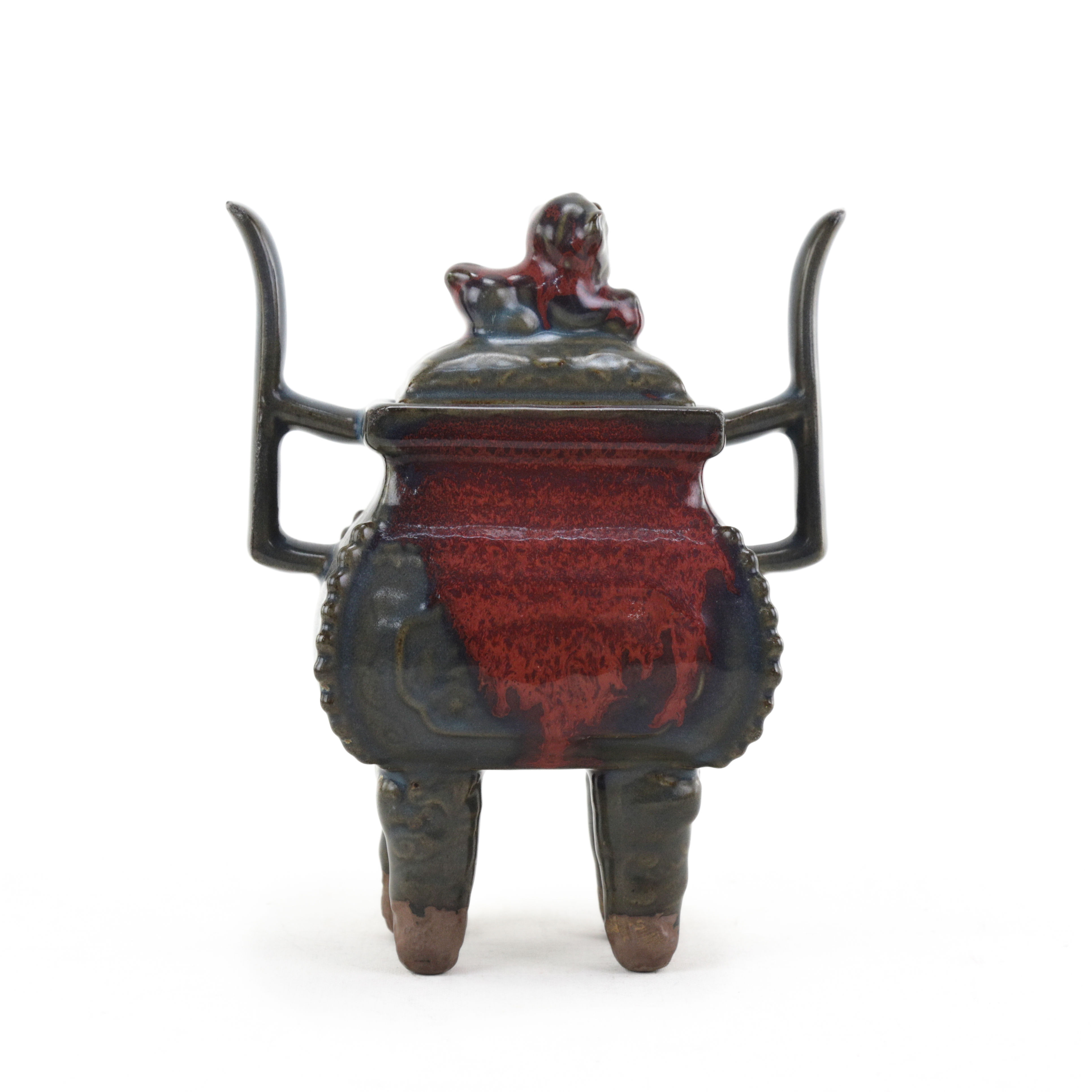 Yuan Jun Kiln Four-Legged Incense Burner with Beast Knob