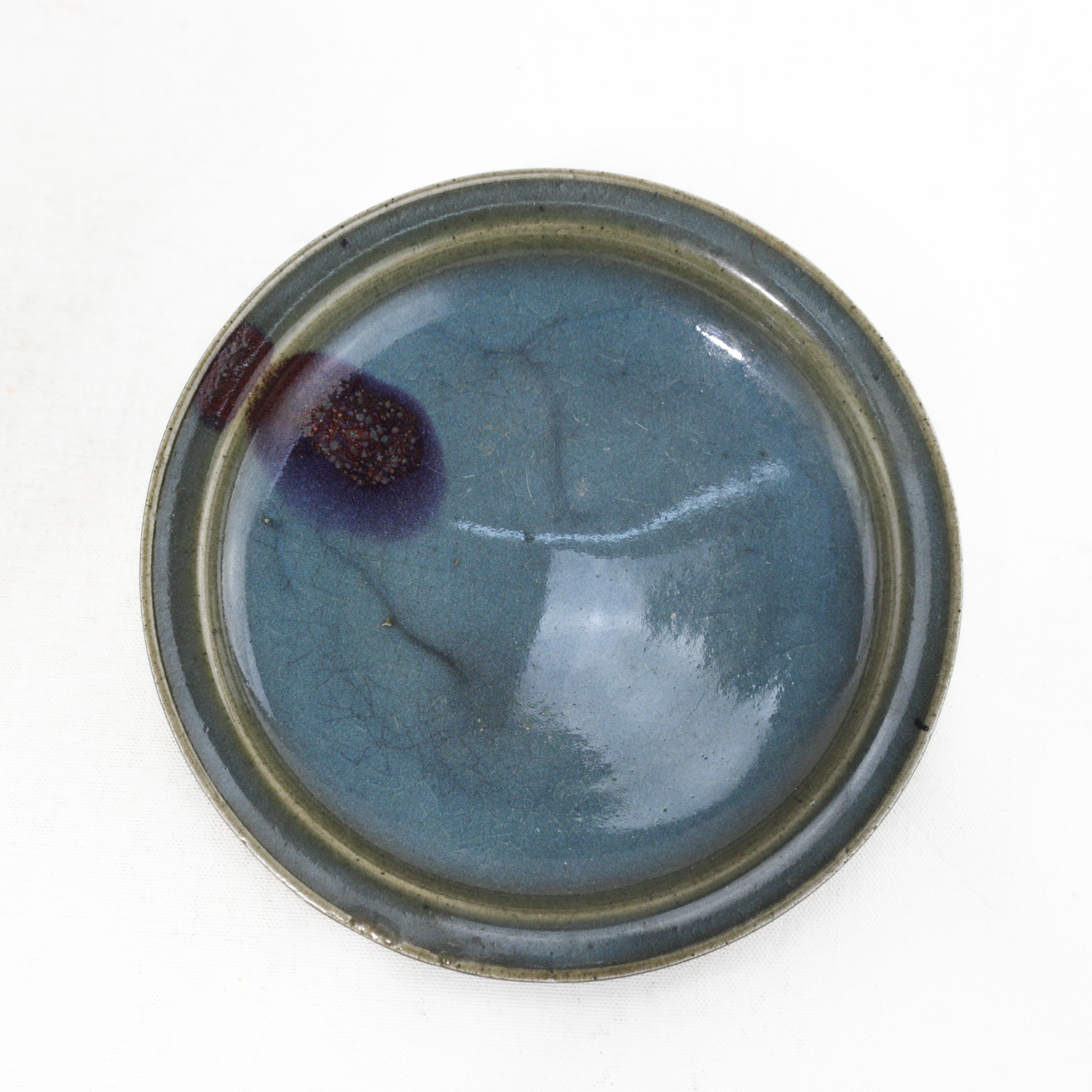 Yuan Sky Blue Kiln-Transmutation Glaze Purple-Splashed Plate