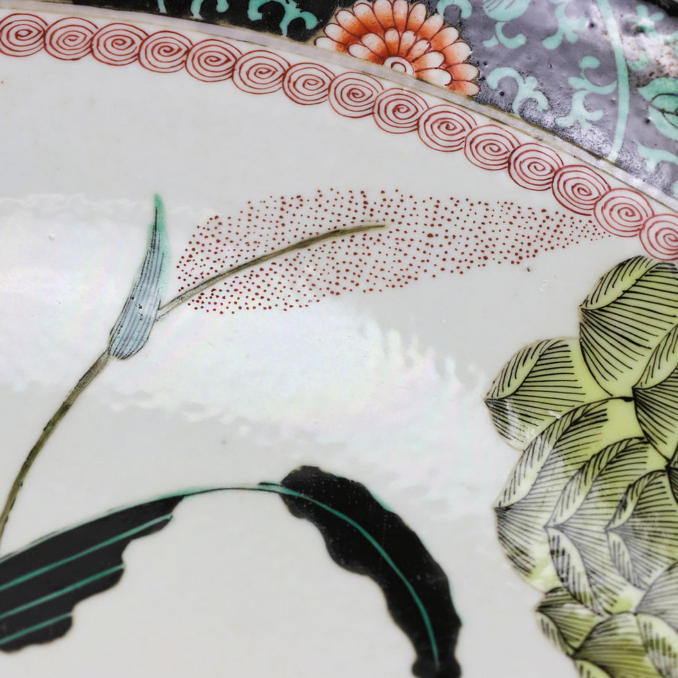 Thumbnail: Pair of Kangxi Mark Famille Verte Plates with Lotus and Kingfisher Design