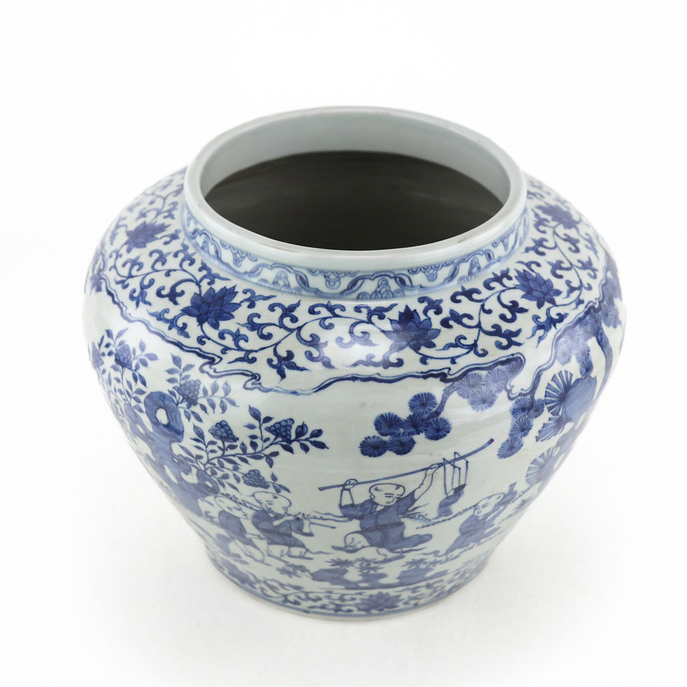 Thumbnail: Jiajing Period, Blue and White Large Jar with Children at Play Motif
