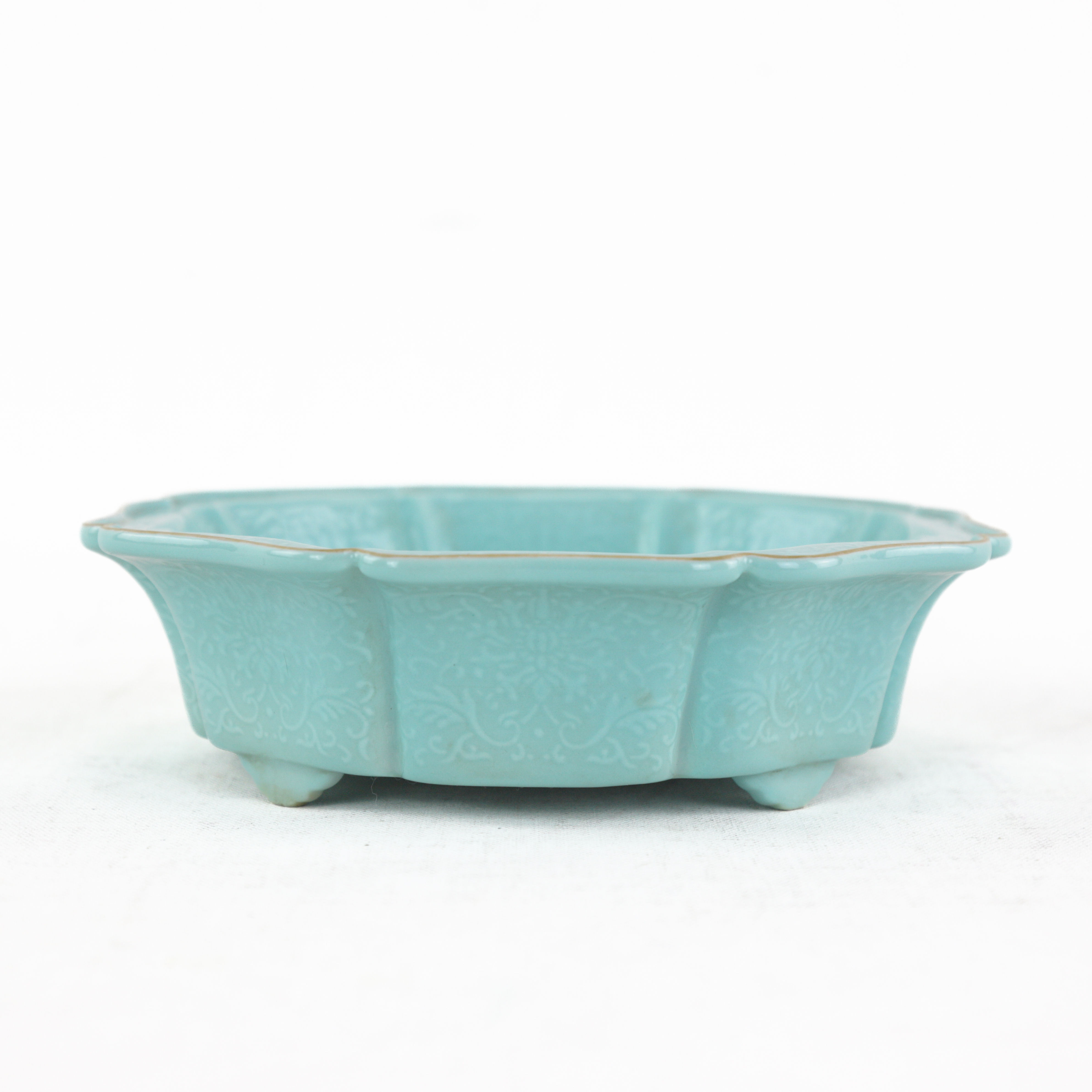 Daoguang Qing Dynasty Turquoise Glaze Gilded Floral Octagonal Flower Pot Holder