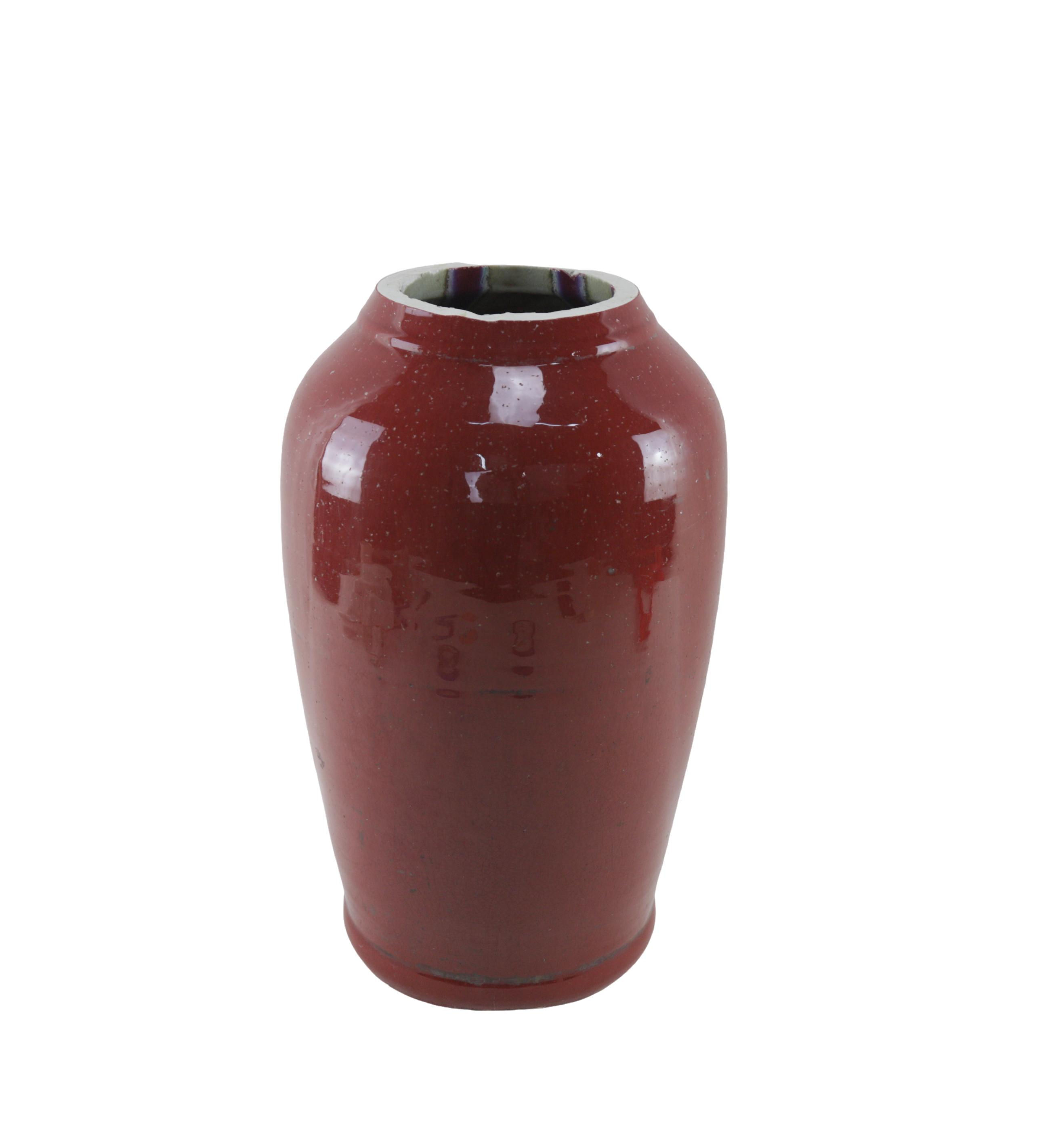 Mid-19th Century Red Glaze Ground-Mouth Vase