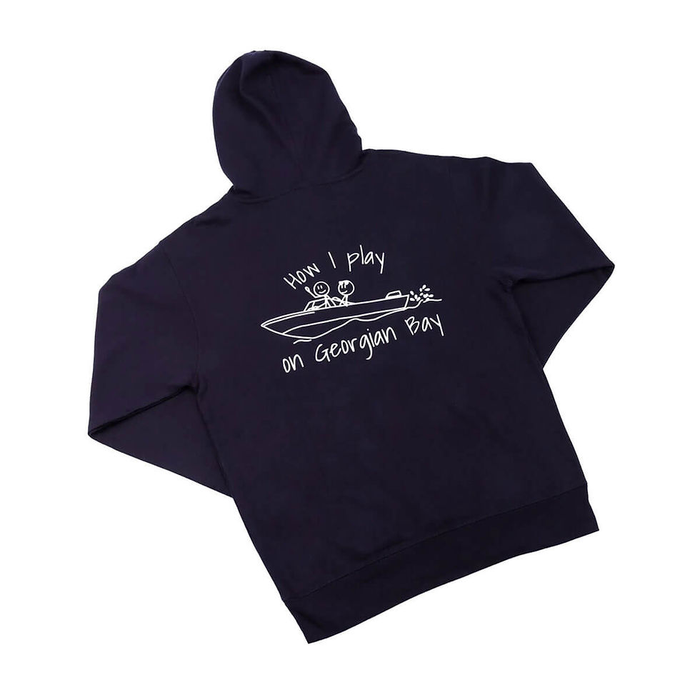 Thumbnail: Georgian Bay Goods Co. Back of Navy Blue How I Play Boating Hoodie