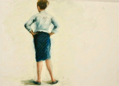 “Woman in Blue Skirt”, 12in by 18in, Pastel on Paper, 2005