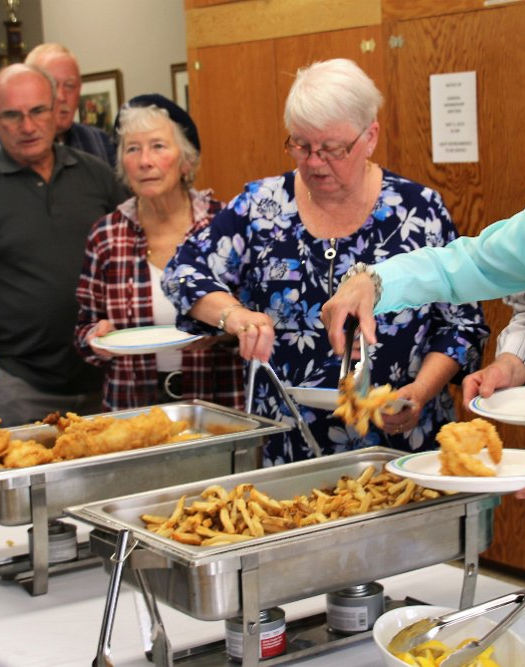 line up of people at the Newfie Kitchen Party buffet