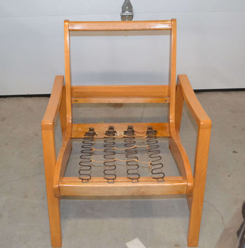 Bare chair before being upholstered