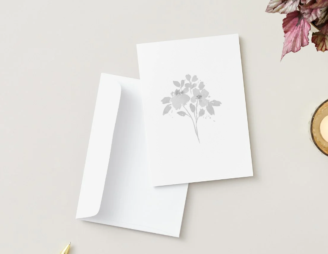 Thumbnail: Folded Watercolor Greeting Card-grey flowers