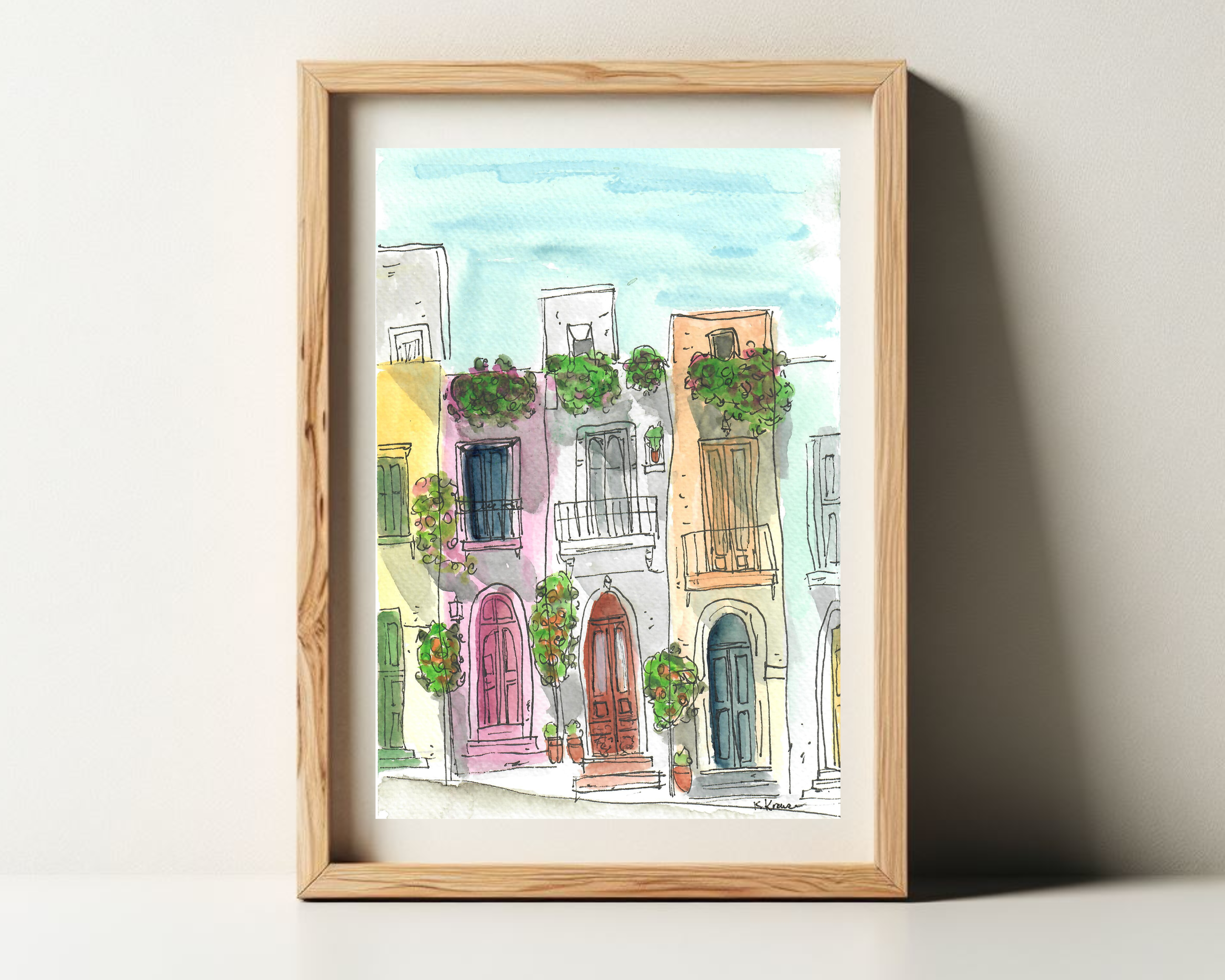 Watercolor House Print | colorful building