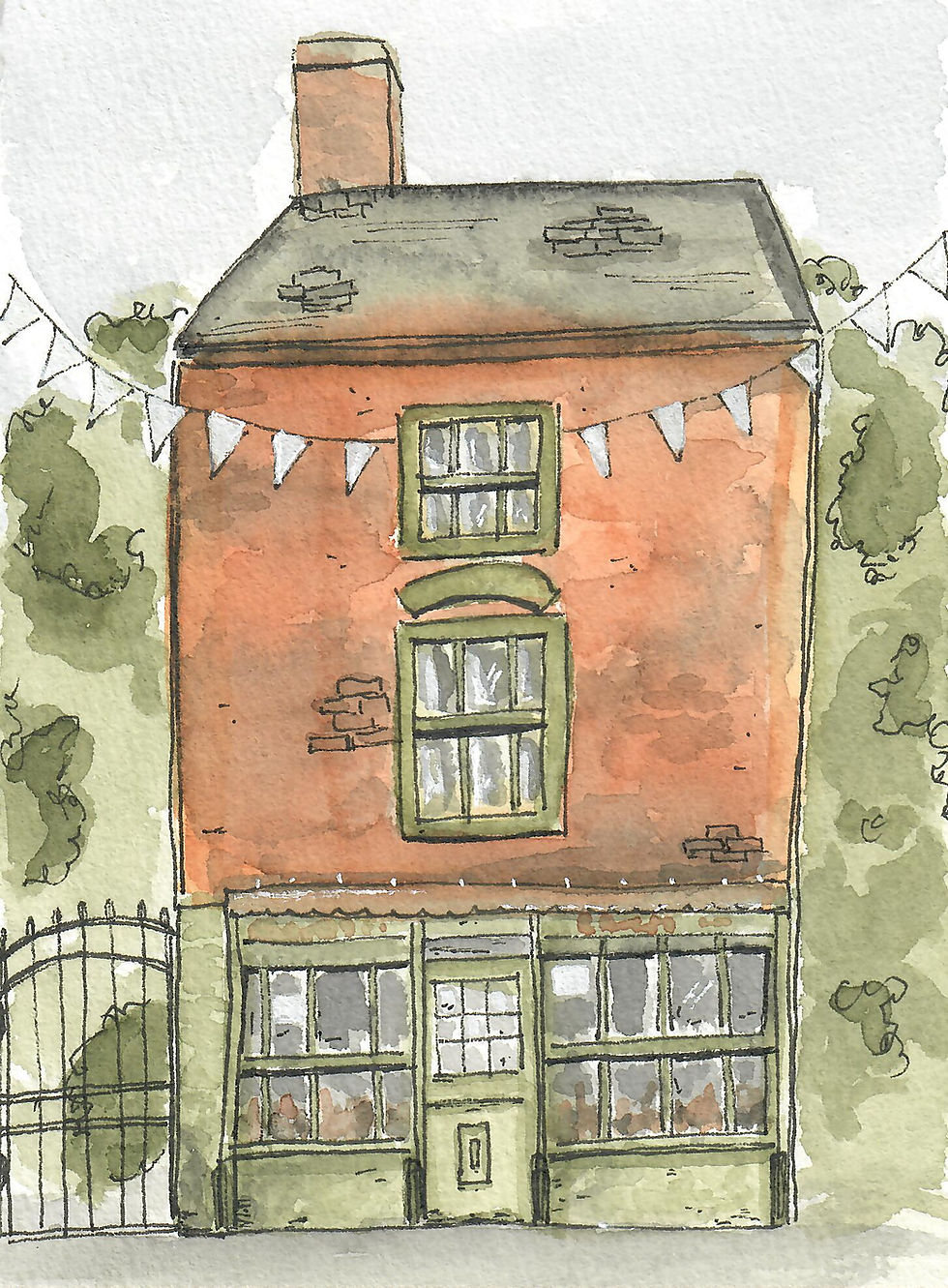 Thumbnail: Watercolor House Print | orange house