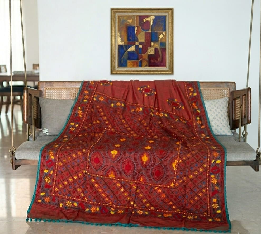 Phulkari hand embroidered saree