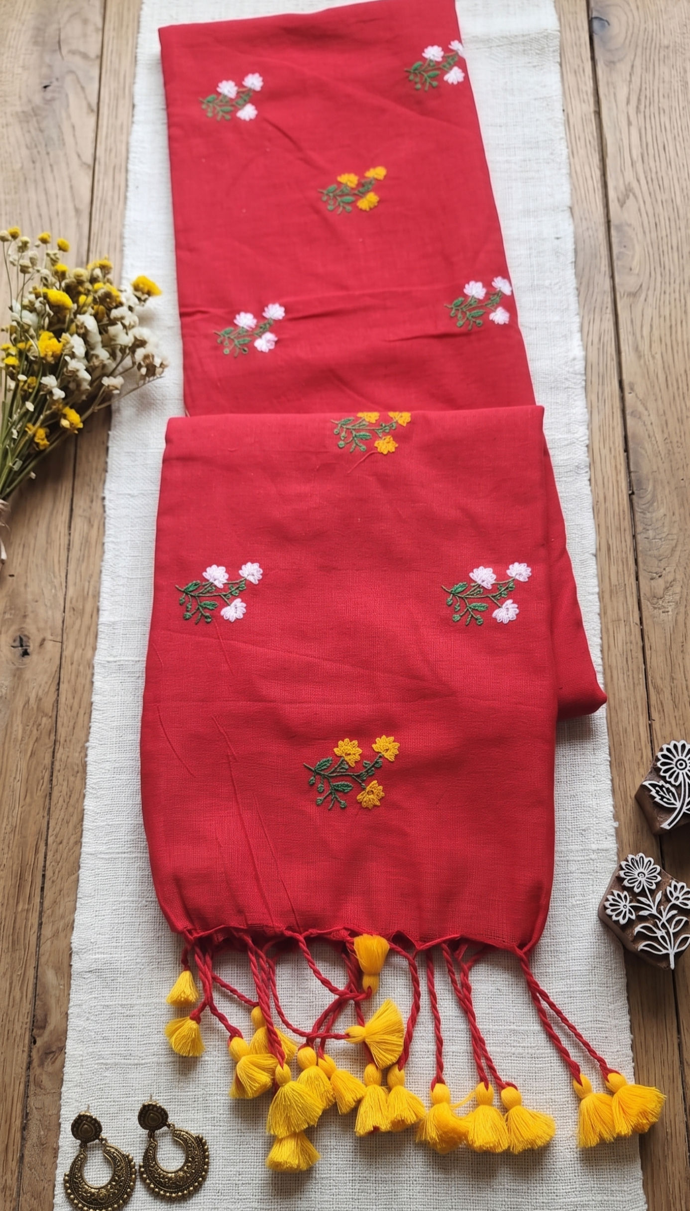 Khadi cotton flower emboirdery