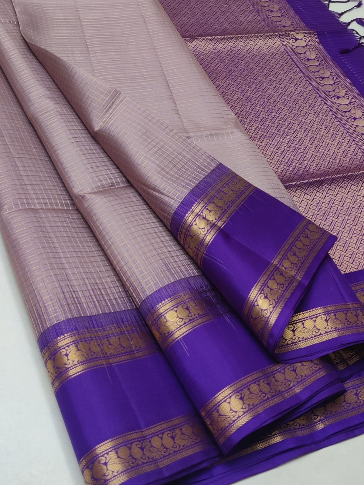 Pure kanchipuram silk Lavendar and Purple