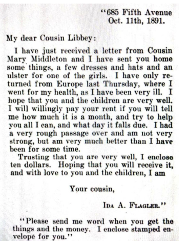 Letter from Alice to Cousin Libbey, Oct 11, 1891
