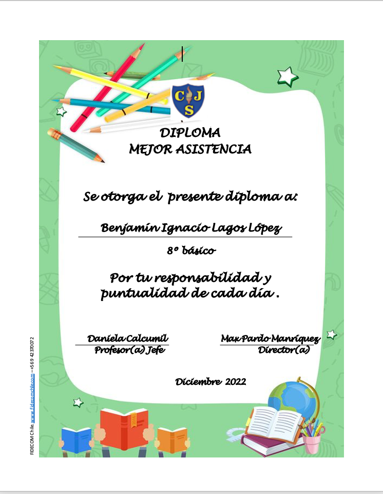 Miniatura: Diploma Mejor Asistencia