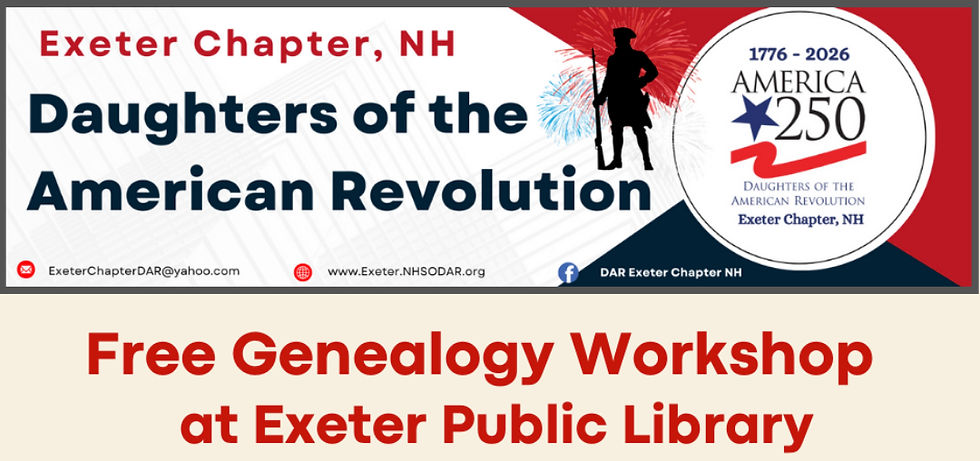 DAR Geneology Workshop at 10 AM