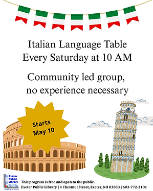 Italian Language Table with pictures of Leaning tower of piza