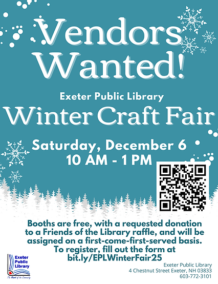 2025 Winter Craft Fair on Saturday, December 6 from 10 AM to 1 PM