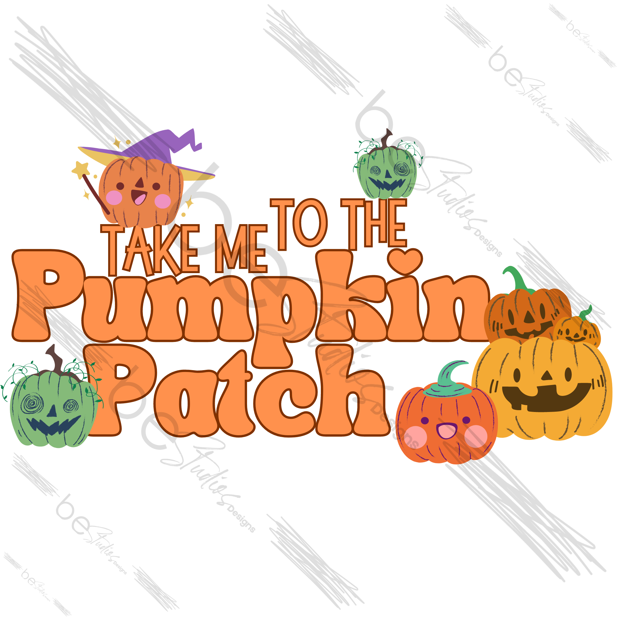 Take Me To The Pumpkin Patch Retro Digital Design