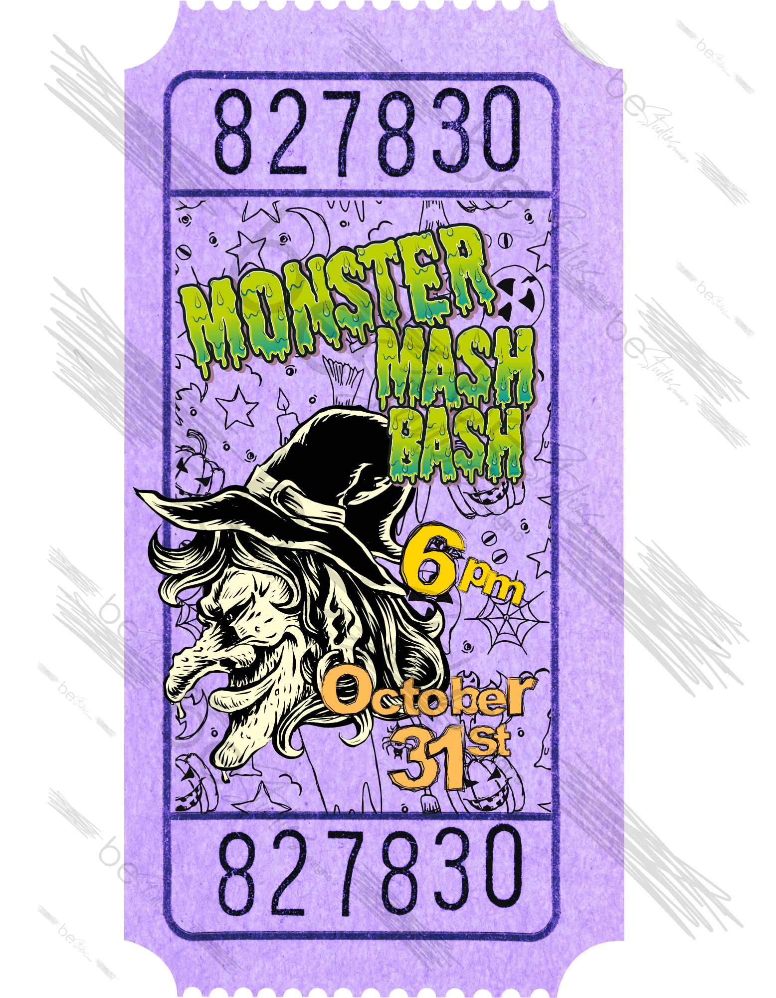 Monster Mash Bash Witch Digital Design