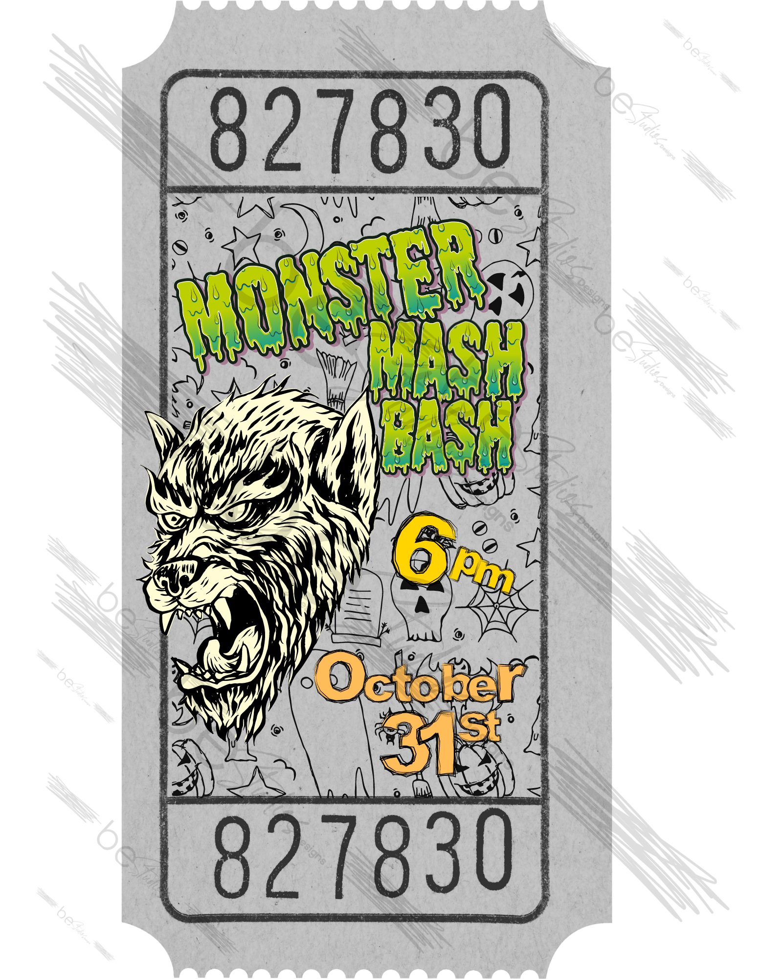 Monster Mash Bash Warewolf Digital Design