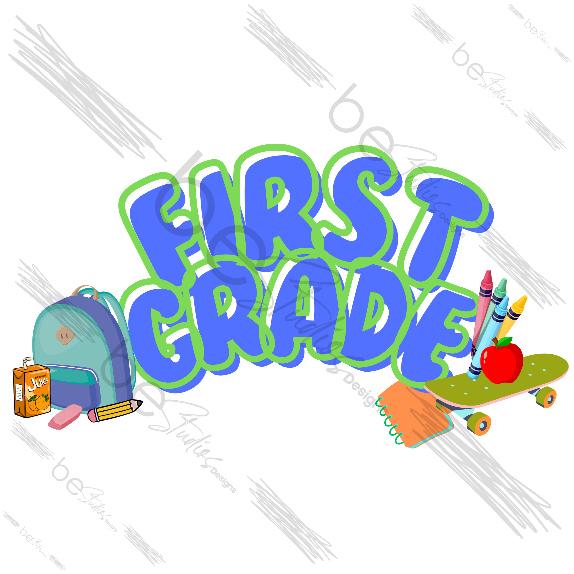 First Grade Blue Digital Design