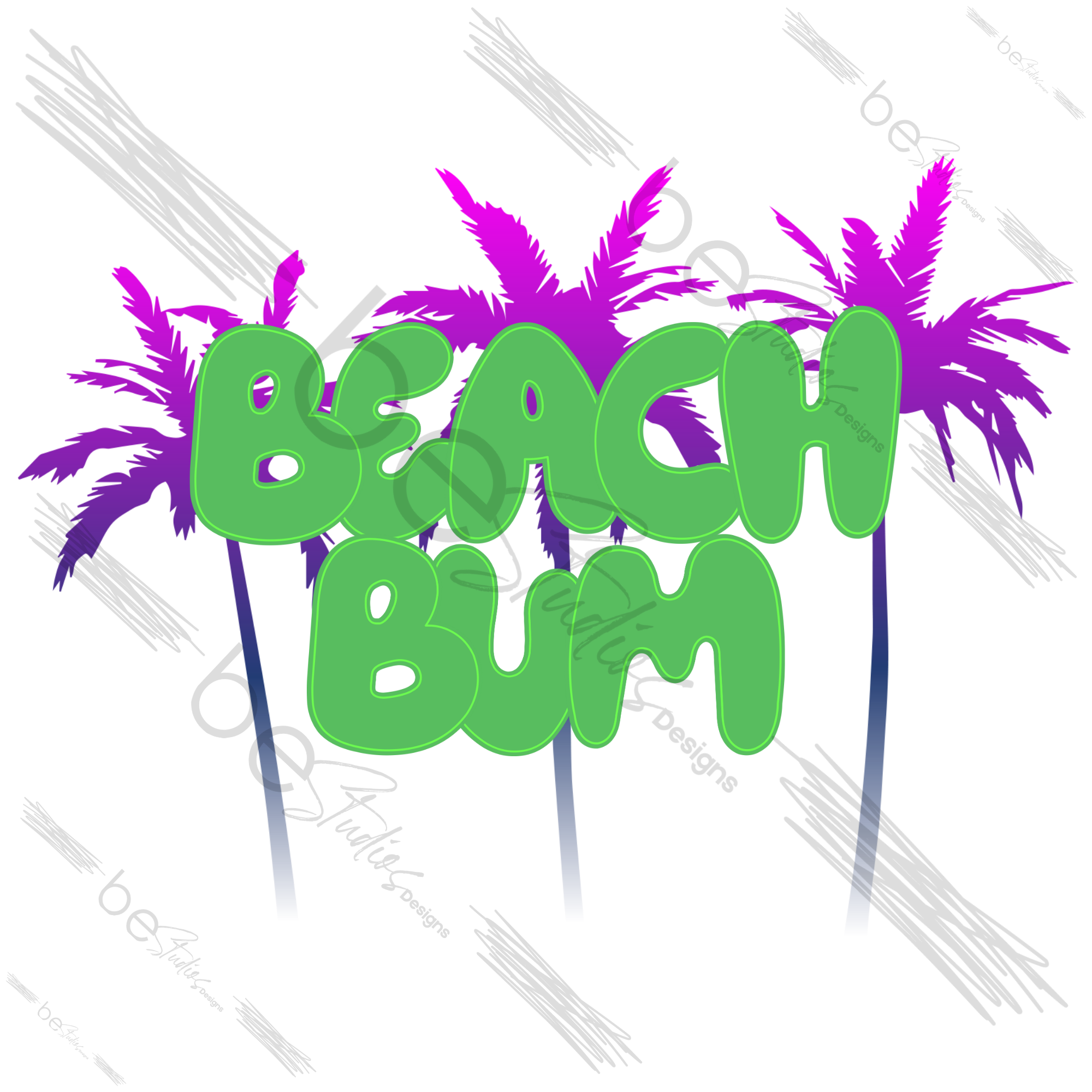 Beach Bum Palm Tree Digital Design