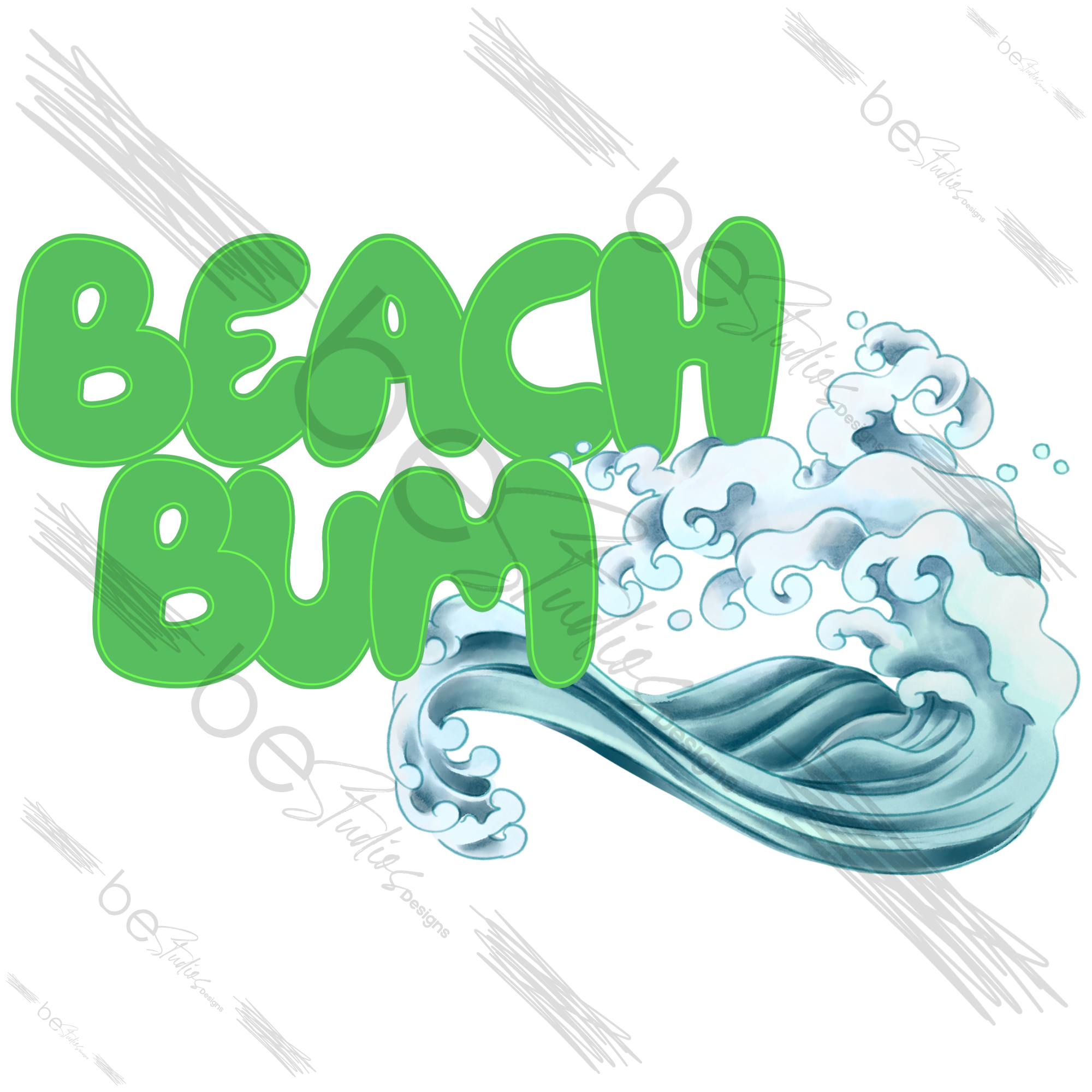Beach Bum Waves 2 Digital Design