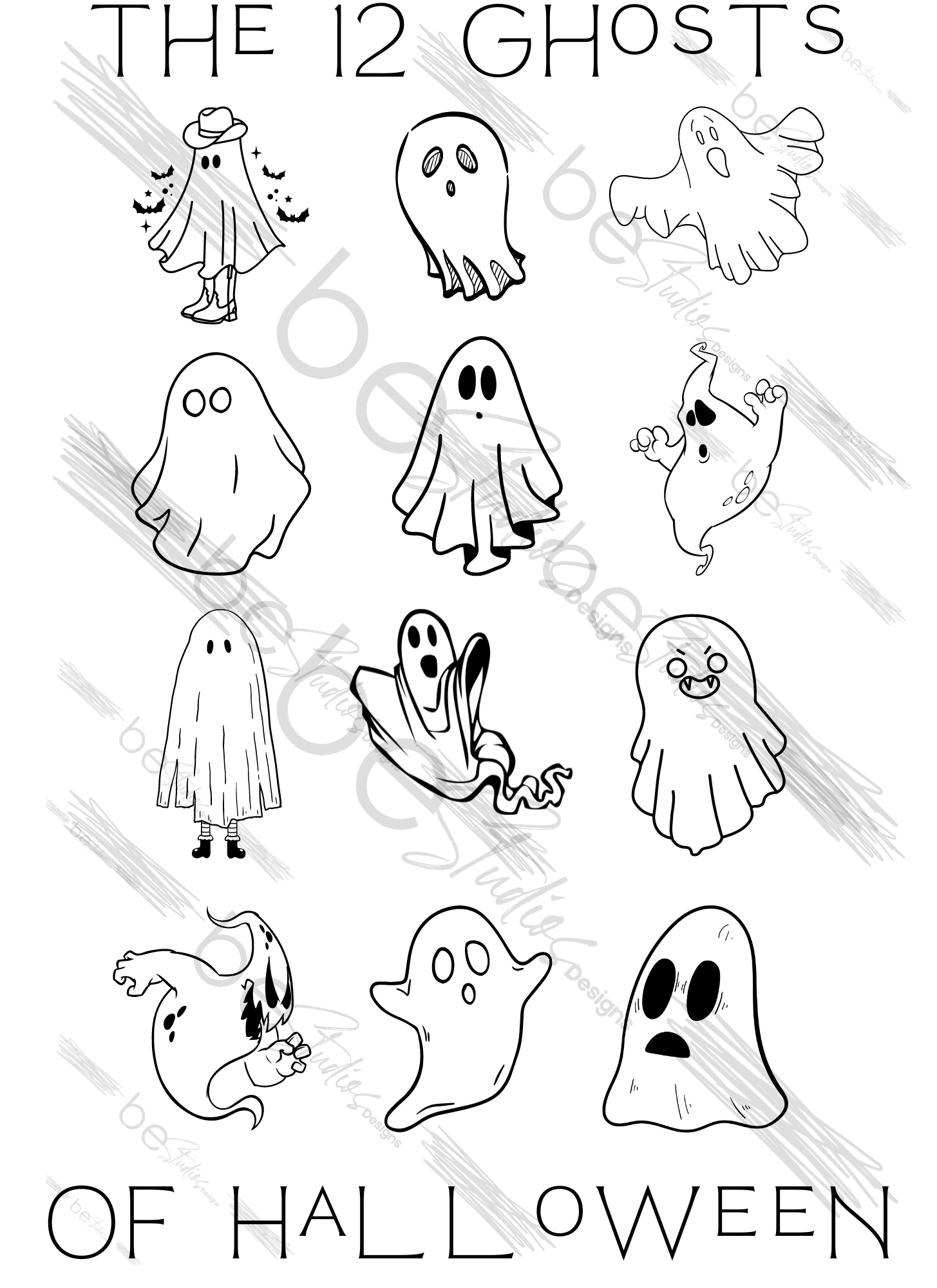 12 Ghosts Of Halloween Digital Design