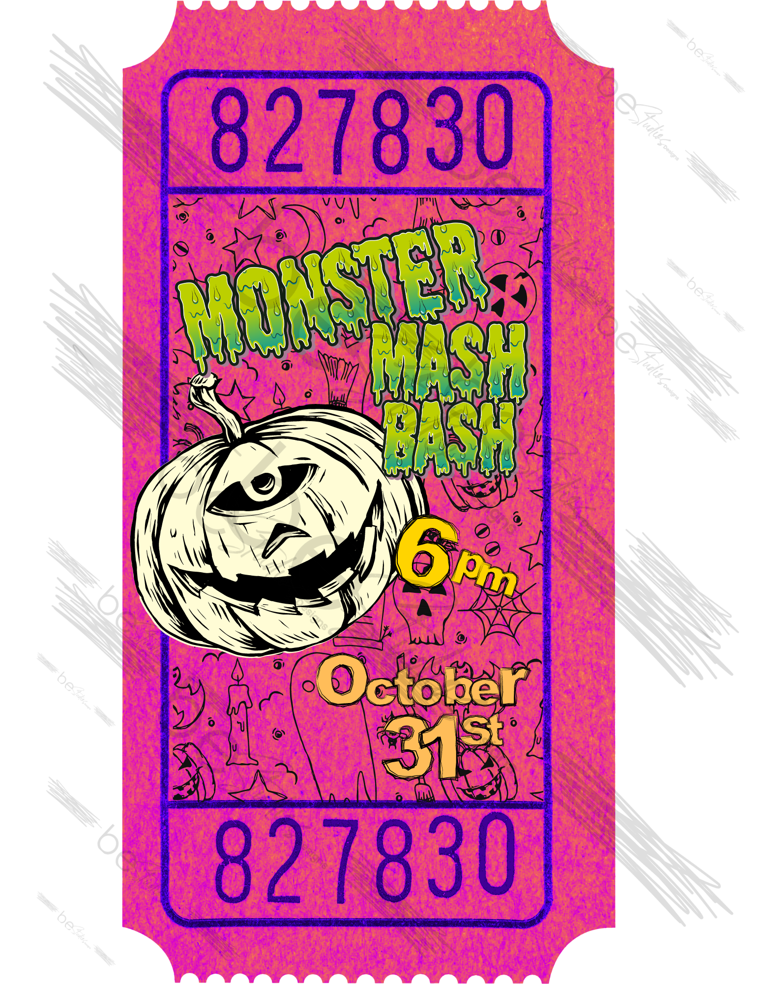 Monster Mash Bash Pumpkin Digital Design