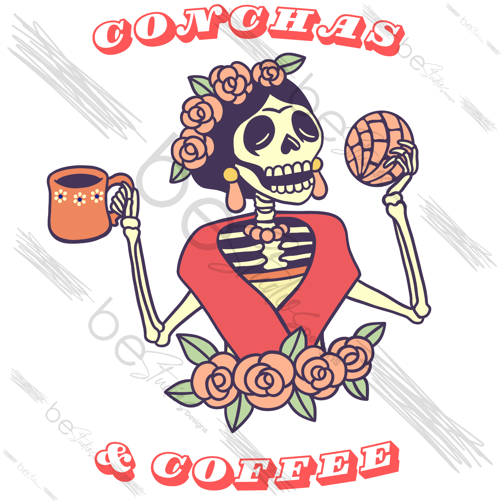 Conchas And Coffee Coral Digital Design